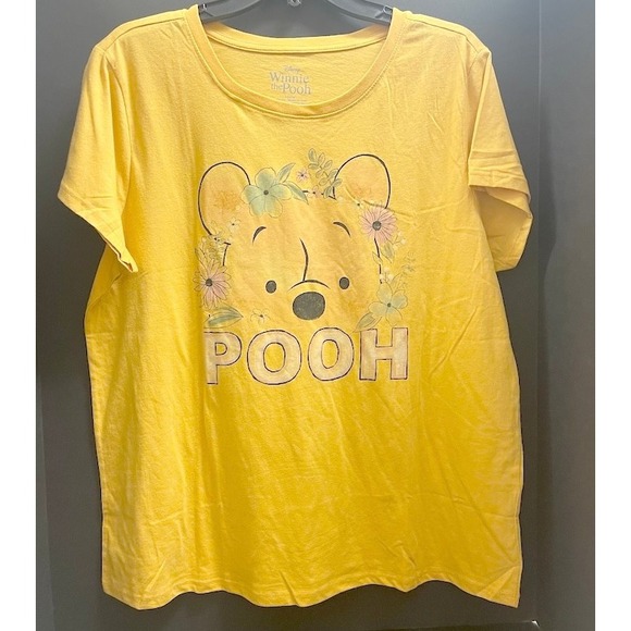 Disney Winnie the Pooh Tops - Disney Winnie the Pooh Graphic T Shirt Yellow Short Sleeve Crew Neck Top NewLG